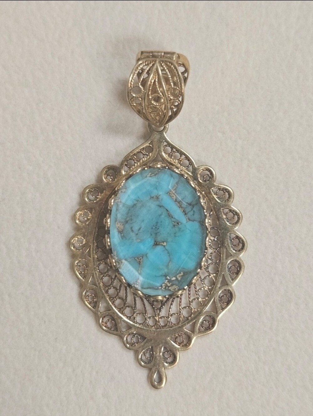 JTV Oval Turquoise Doublet 18K Yellow Gold Over Sterling Silver Enhancer